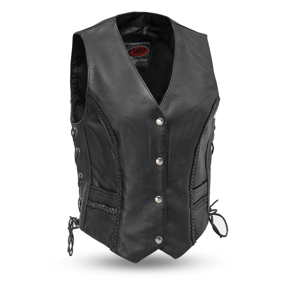First Manufacturing Trinity Black Leather Vests - M