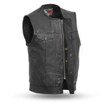First Manufacturing No Rival Black Leather Vests - S