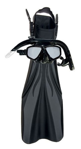 Fin and snorkle sets various brands - Mirage Rayzor Phantom Silicone Mask, Snorkel & Fins Set XL/XXL Black