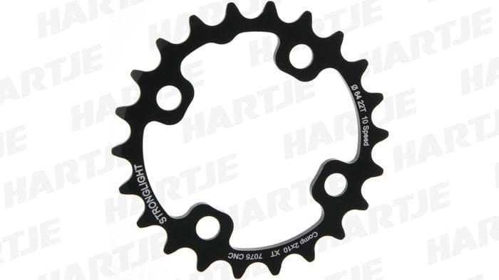 Stronglight - Chainring MTB 22T 7075 Cnc Shimano XT M785 64 mm Bcd 4 Hole For 10 Speed - Black