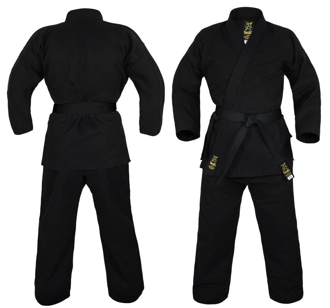 Yamasaki Gold Deluxe Brushed Canvas Karate Uniform Black 14Oz - 3 Option