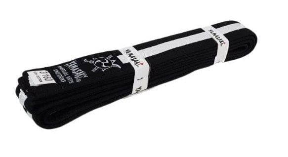 Yamasaki Coloured Martial Arts Belts With White Stripe - Black/White - 0
