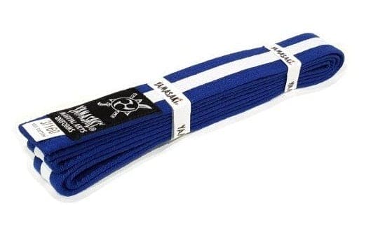 Yamasaki Coloured Martial Arts Belts With White Stripe - Blue/White - 0