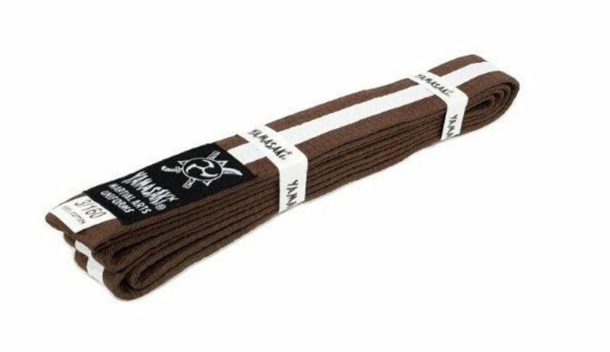 Yamasaki Coloured Martial Arts Belts With White Stripe - Brown/White - 0