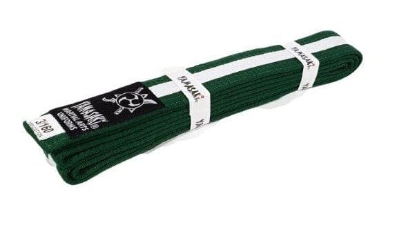 Yamasaki Coloured Martial Arts Belts With White Stripe - Green/White - 0