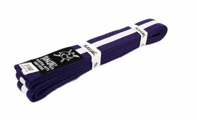 Yamasaki Coloured Martial Arts Belts With White Stripe - Purple/White - 0