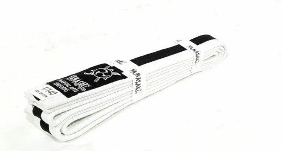 Yamasaki White Martial Arts Belts With Coloured Stripe - Black - 1