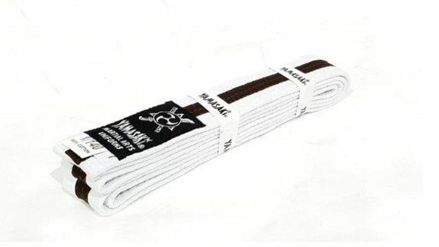 Yamasaki White Martial Arts Belts With Coloured Stripe - Brown - 1
