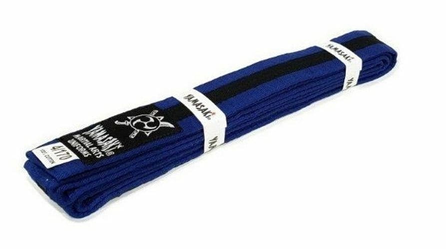 Yamasaki Coloured Martial Arts Belts With Black Stripe - Blue/Black - 0