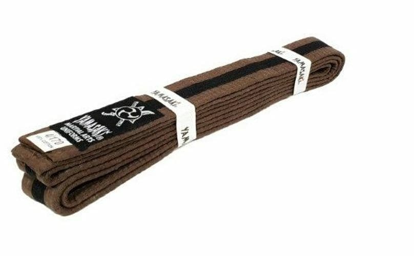 Yamasaki Coloured Martial Arts Belts With Black Stripe - Brown/Black - 0