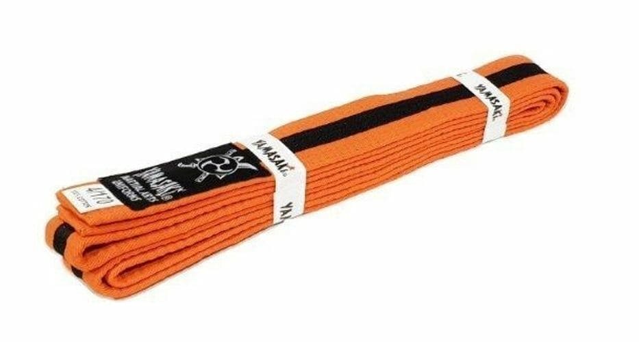 Yamasaki Coloured Martial Arts Belts With Black Stripe - Orange/Black - 0
