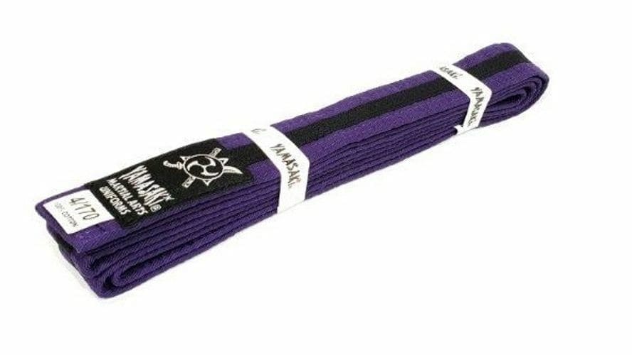 Yamasaki Coloured Martial Arts Belts With Black Stripe - Purple/Black - 0