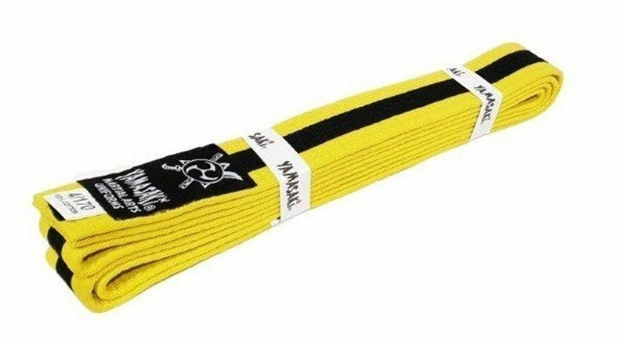 Yamasaki Coloured Martial Arts Belts With Black Stripe - Yellow/Black - 0