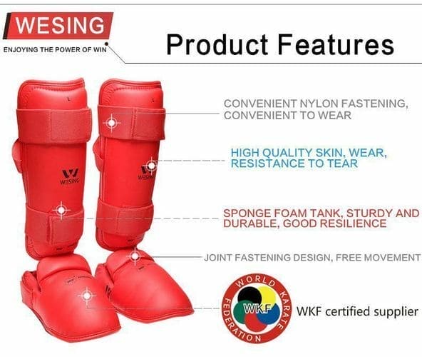 Wesing Wkf Approved Shin And Instep - Red - SMALL