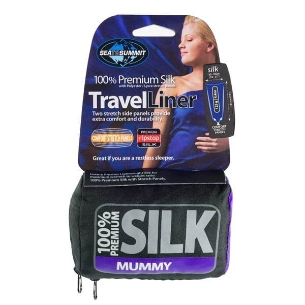 100% Premium Silk Travel Liner - Mummy (Tapered-Navy Blue)
