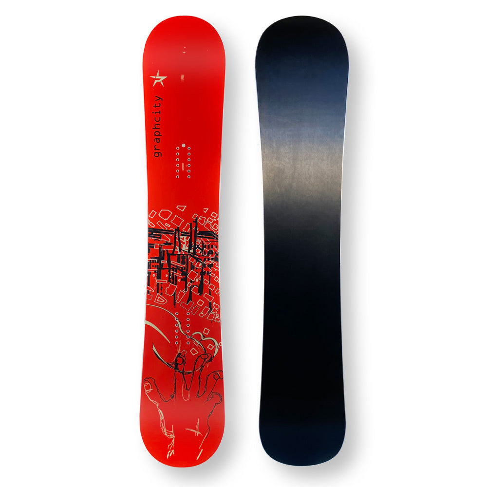 Graphcity Snowboard 154Cm Red Orange Twin Tip Flat Rocker Sidewall - Default Title