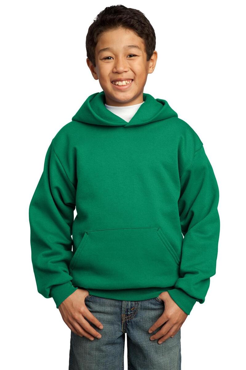 Port Company Youth Core Fleece Pullover Hooded Sweatshirt Kelly Green L - Default Title